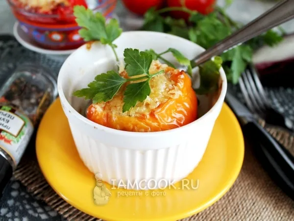 Фото блюда: Фаршированные перцы с сыром в духовке