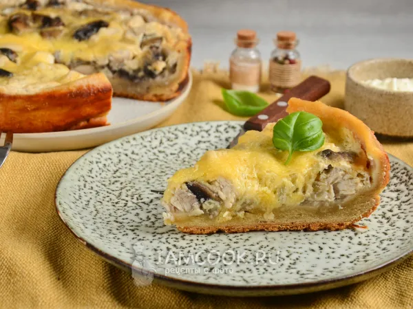 Фото блюда: Киш в мультиварке с курицей и грибами