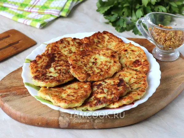 Фото блюда: Кабачковые оладьи с плавленым сыром
