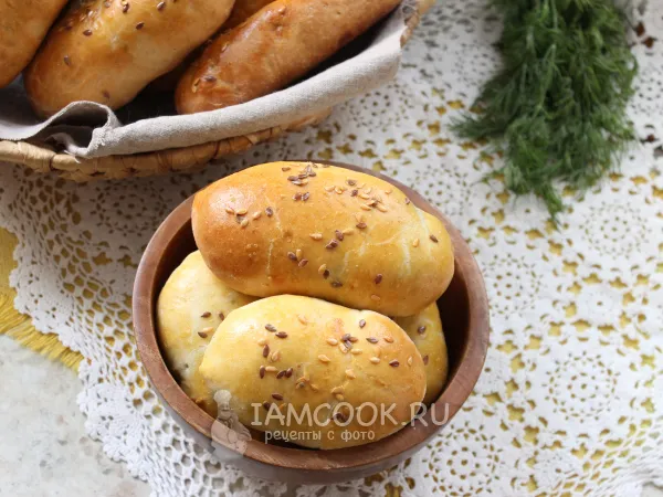 Фото блюда: Пирожки с лисичками и картошкой (в духовке)