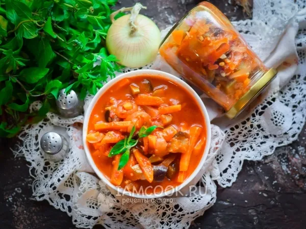 Фото блюда: Лечо из кабачков и баклажанов на зиму