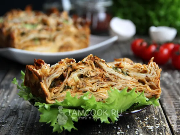 Фото блюда: Пирог из лаваша с рыбными консервами