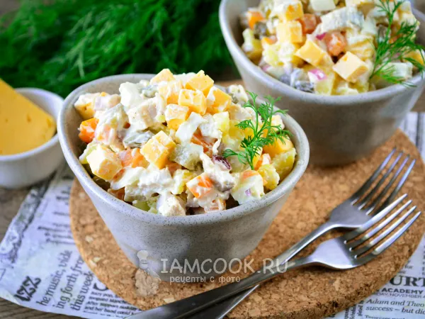 Фото блюда: Салат Оливье с сыром