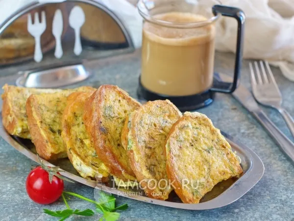 Фото блюда: Гренки из белого хлеба с яйцом