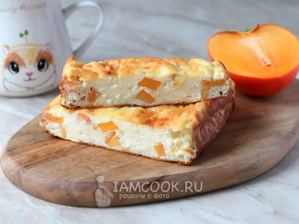 Фото блюда: Творожная запеканка с хурмой