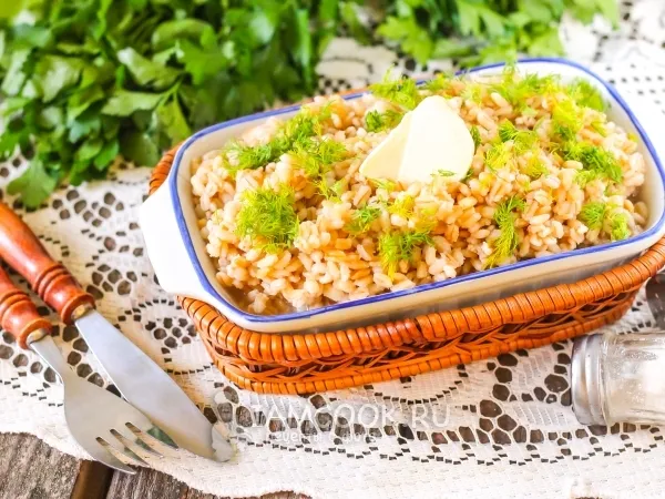 Фото блюда: Перловая каша в мультиварке (с открытой крышкой)