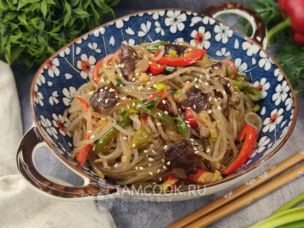 Фото блюда: Лапша с грибами шиитаке