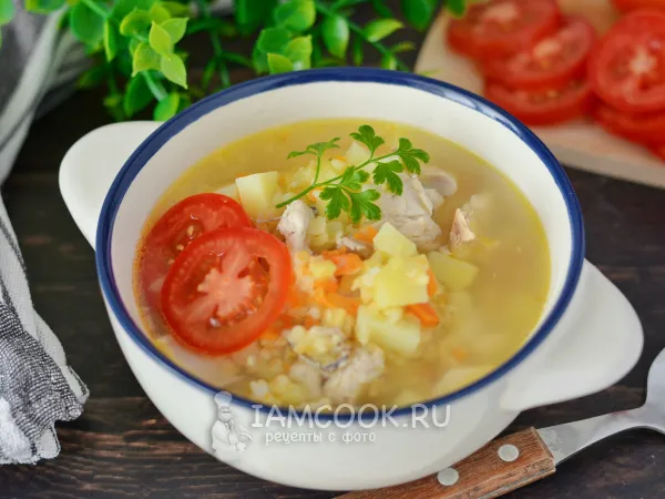 Фото блюда: Суп с пшеничной крупой и курицей