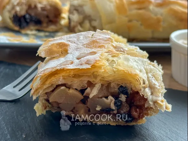 Фото блюда: Штрудель с грушей из теста фило