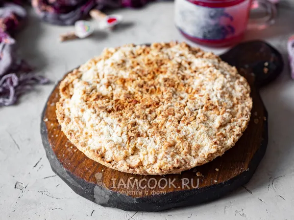 Фото блюда: Насыпной пирог с яблоками на сковороде