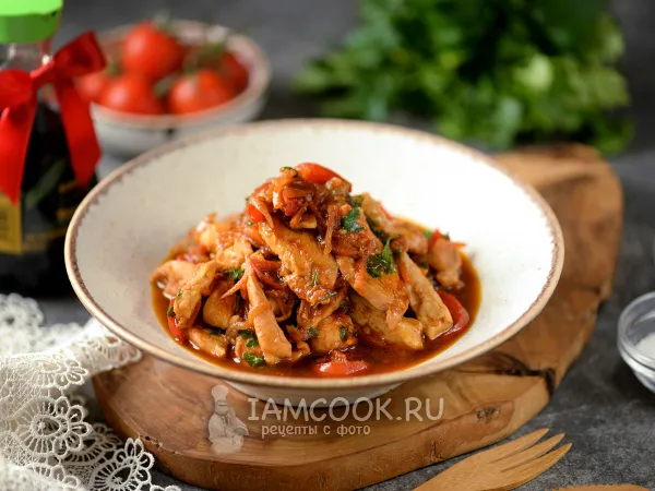 Фото блюда: Куриное филе с овощами в соевом соусе