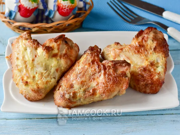 Фото блюда: Куриные крылышки в сметане в духовке