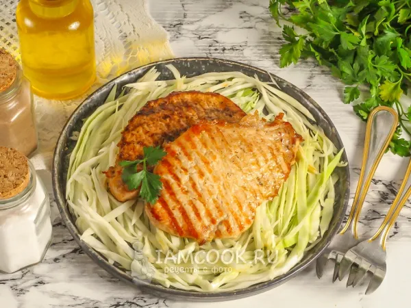 Фото блюда: Эскалоп из свинины на сковороде-гриль