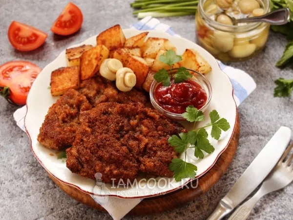 Фото блюда: Говяжья отбивная в сухарях