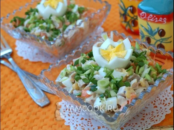 Фото блюда: Салат с вешенками и курицей