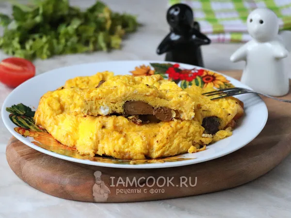 Фото блюда: Омлет с куриной печенью (на сковороде)