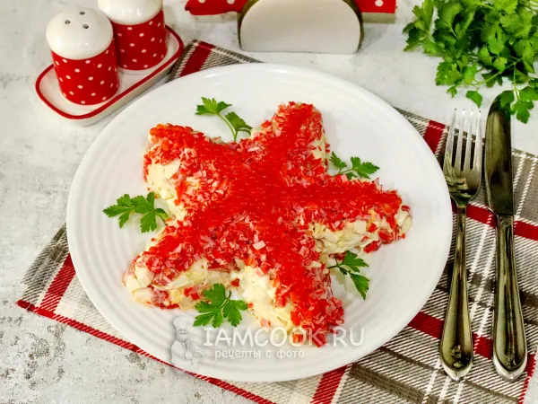 Фото блюда: Салат «Морская звезда» с крабовыми палочками