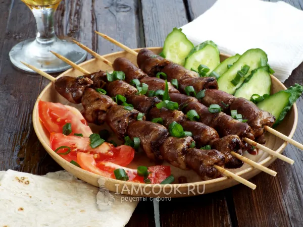 Фото блюда: Куриные сердечки в соусе терияки на мангале