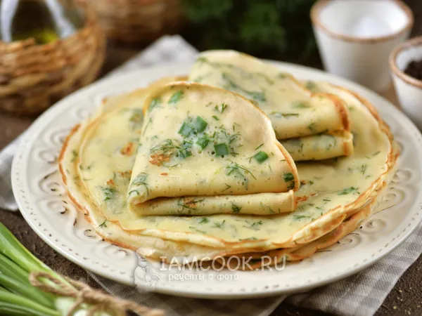 Фото блюда: Блины на кефире с зеленью