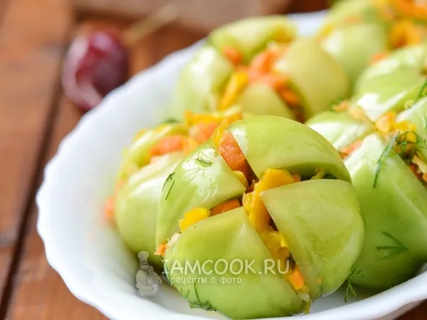 Фото блюда: Квашеные зеленые помидоры в кастрюле