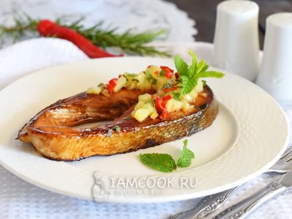 Фото блюда: Стейк из семги на сковороде