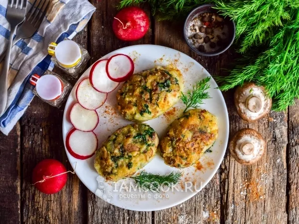 Фото блюда: Постные картофельные котлеты с грибами