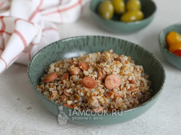 Фото блюда: Гречка с сосисками в аэрогриле