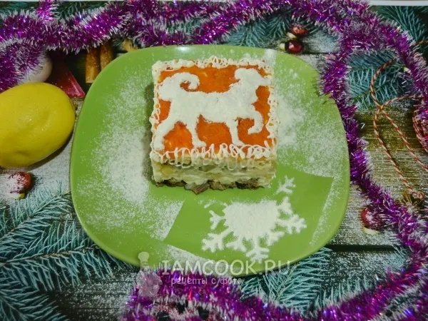 Фото блюда: Новогодний салат со шпротами на год Собаки