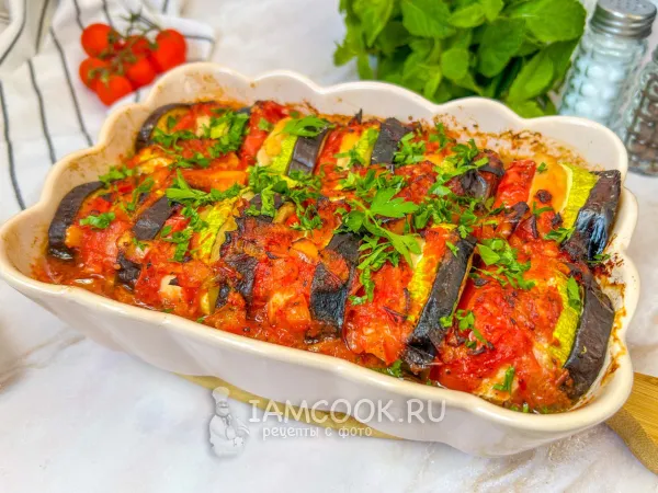 Фото блюда: Рататуй с мясом в духовке