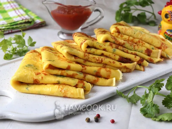 Фото блюда: Творожные блины с зеленью