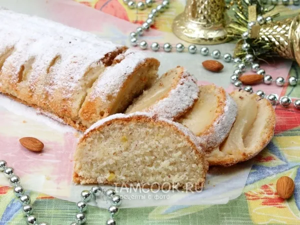 Фото блюда: Лимонный кекс с грушами и миндалем