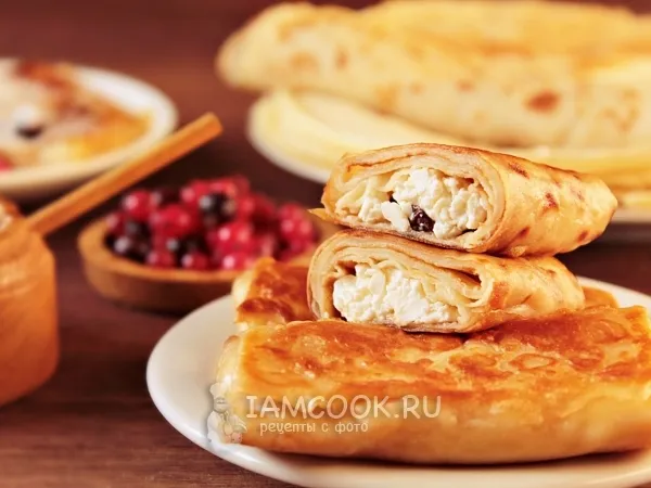 Фото блюда: Блинчики с творогом и изюмом