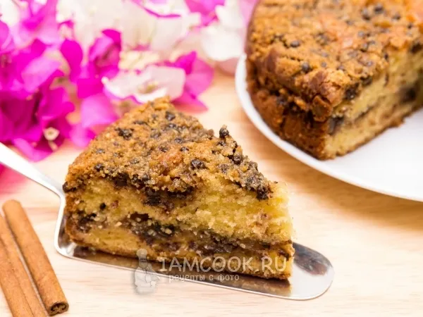 Фото блюда: Сметанный пирог с апельсином, орехами и шоколадом