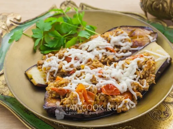 Фото блюда: Баклажаны с фаршем на сковороде