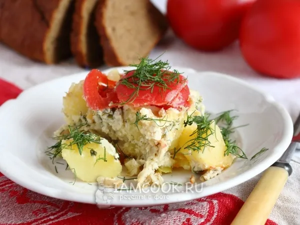 Фото блюда: Картофельная запеканка с курицей в мультиварке