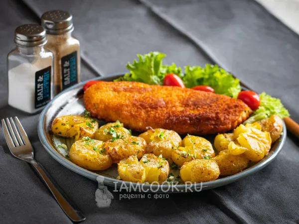 Фото блюда: Раздавленная картошка в духовке