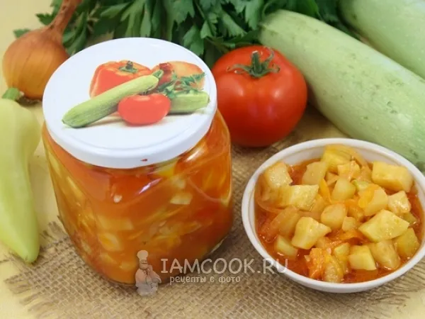 Фото блюда: Закусочный салат из кабачков на зиму