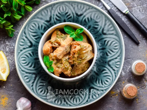 Фото блюда: Тушеный хек в соевом соусе