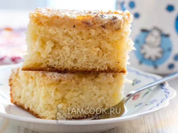 Фото блюда: Сливочный пирог с кокосовой стружкой