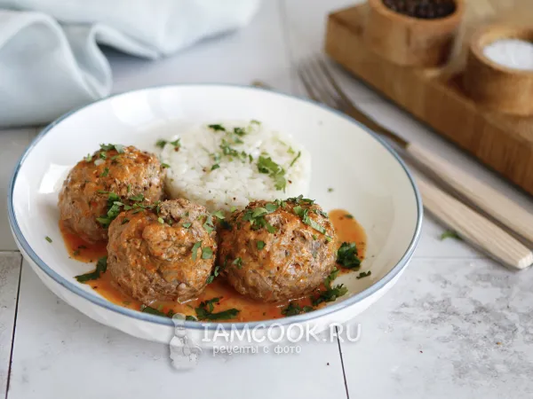 Фото блюда: Тефтели с грибами в духовке