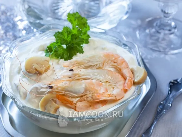 Фото блюда: Салат с креветками и грибами
