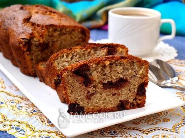 Фото блюда: Банановый кекс с вишней