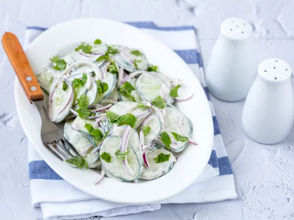 Фото блюда: Салат из огурцов и красного лука