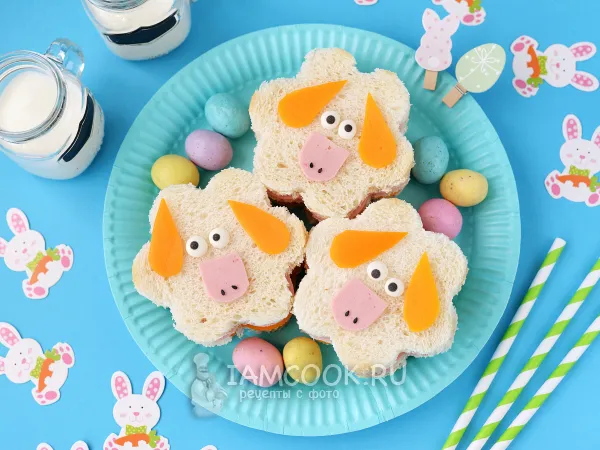 Фото блюда: Пасхальные бутерброды «Барашки»