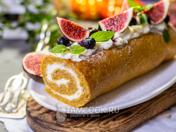 Фото блюда: Тыквенный рулет с кремом