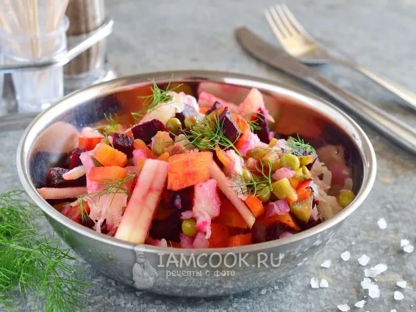 Фото блюда: Винегрет с квашеной капустой и горошком