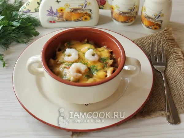 Фото блюда: Грибы с креветками в духовке