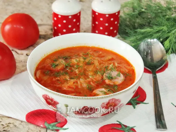 Фото блюда: Томатный суп с квашеной капустой
