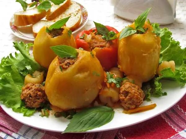 Фото блюда: Картофель, фаршированный мясным фаршем