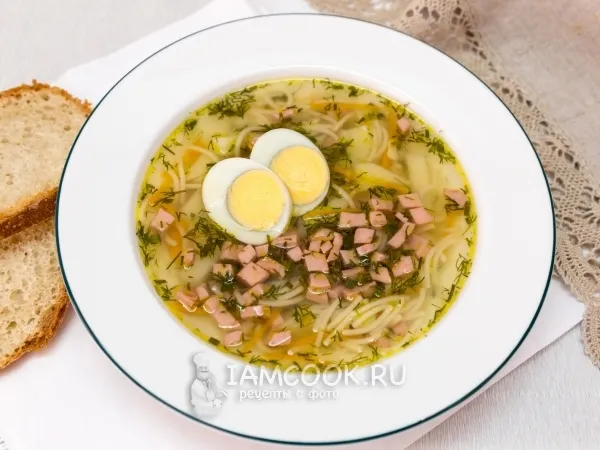 Фото блюда: Суп с колбасой и вермишелью